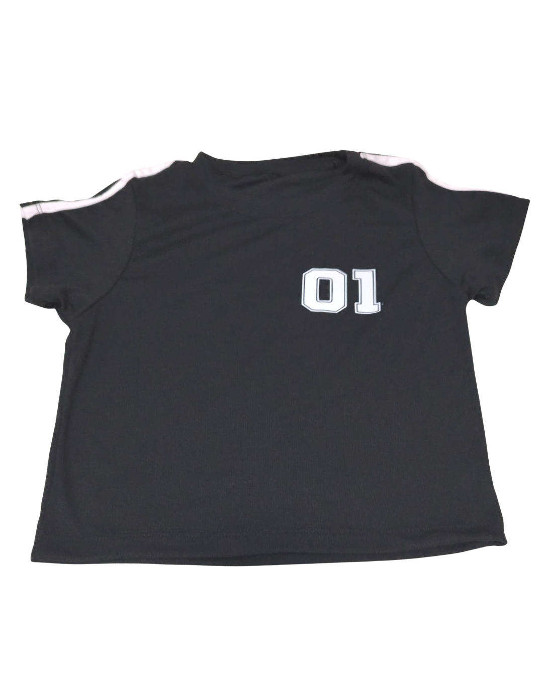 Crop Top Color Manga Corta Negro 01