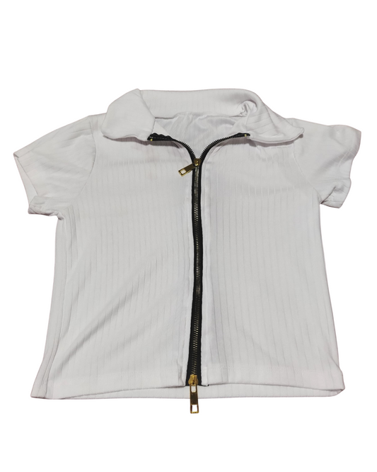Blusa Casual Acanalada Color Blanco