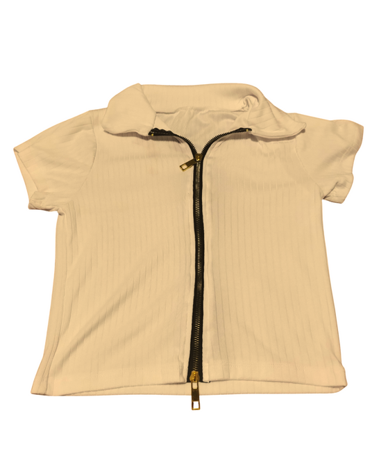 Blusa Casual Acanalada Color Crema