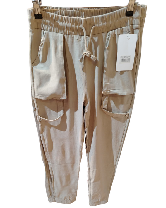 Mono Cargo Tela Suave Color Beige