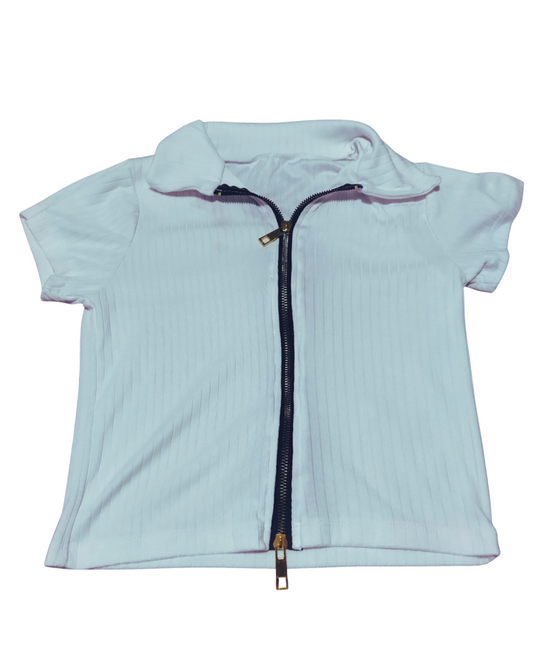 Blusa Casual Acanalada Color Azul