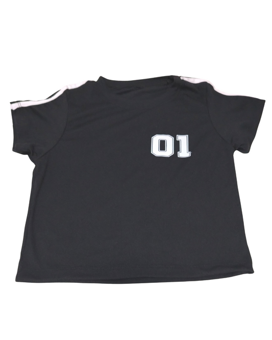 Top Crop Color Manga Corta Negro 01