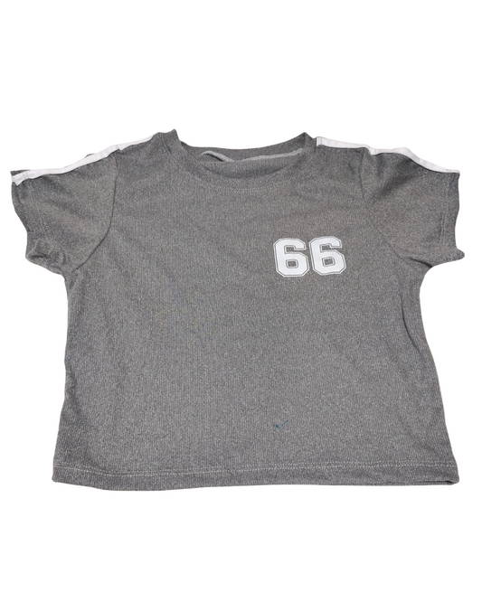 Top Crop Color Manga Corta Gris 66