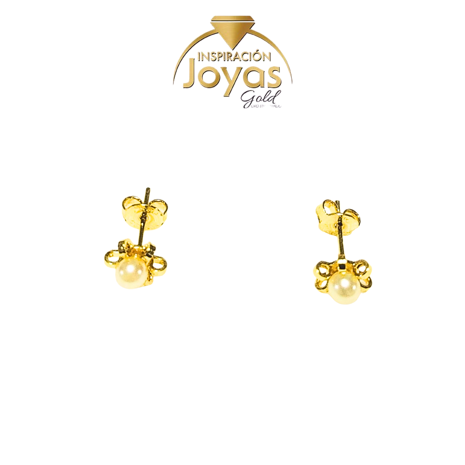 Zarcillos Medianos Con Perla (23734) Oro Enchapado