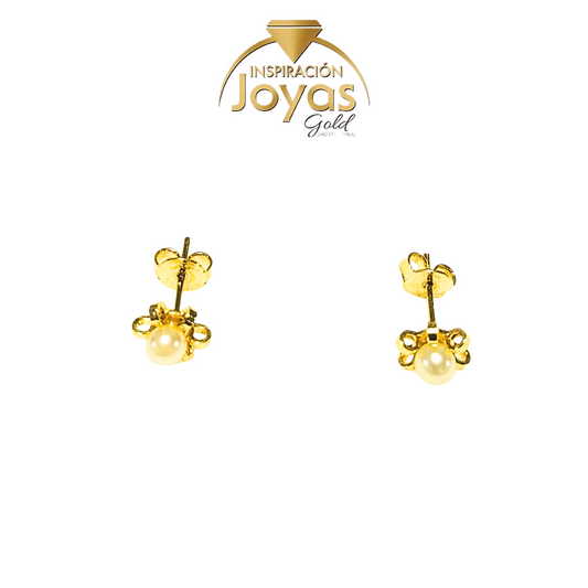 Zarcillos Medianos Con Perla (23734) Oro Enchapado