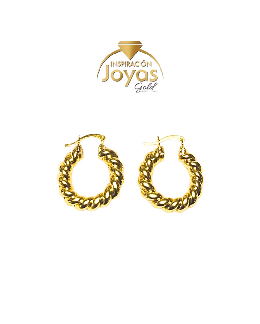 Argollas Grandes Trenzada (23778) Oro Enchapado