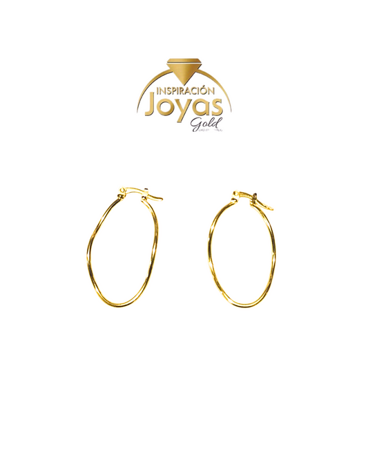 Argollas Grandes Dobladas (25054) Oro Enchapado
