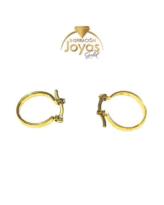 Argollas Medianas Detalle Trebol (26762) Oro Enchapado