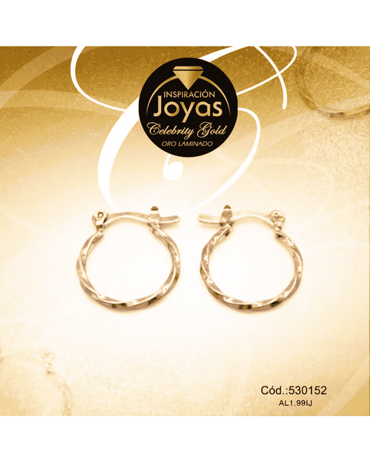 Argollas Pequeñas Onduladas Oro Laminado