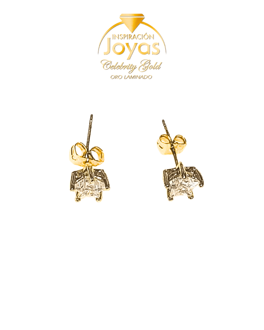 Zarcillos Medianos Con Piedra Brillante(550014) Oro Laminado