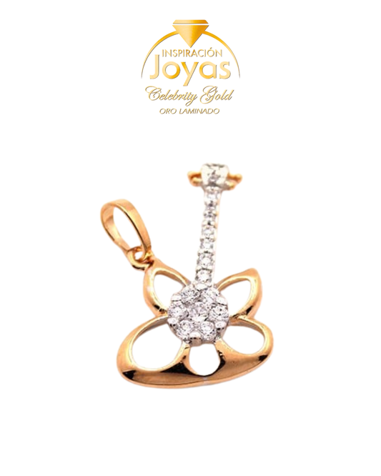 Dije de Guitarra Con Piedras Brillantes (570064) Oro Laminado
