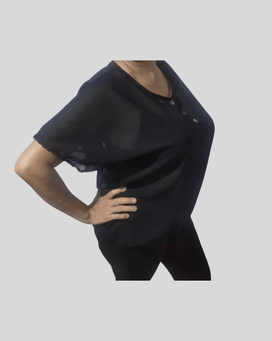 Blusa Negra de Transparencia  Elegante