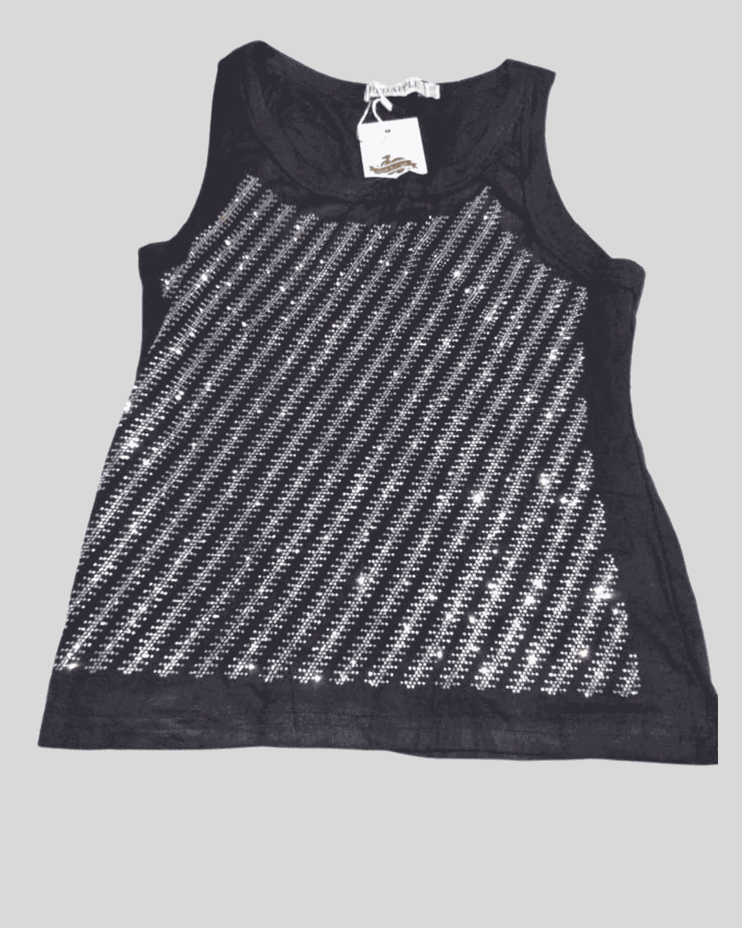 Blusa Sin Manga Brillante  Negro