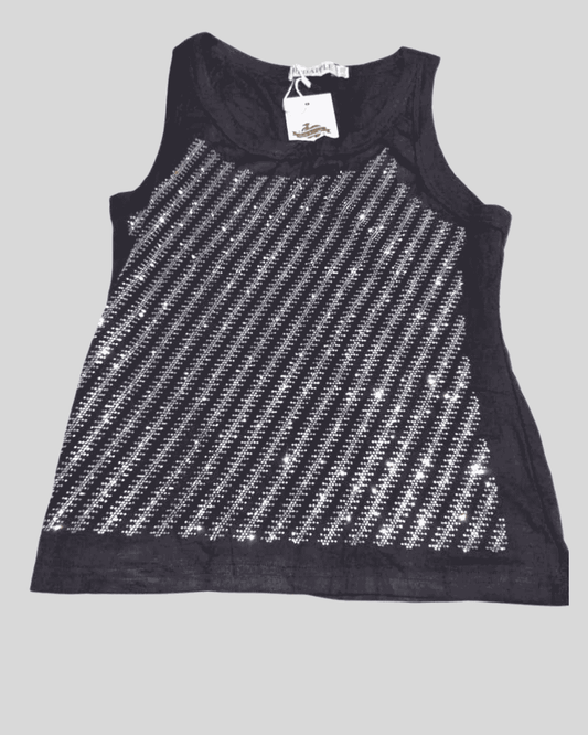 Blusa Sin Manga Brillante  Negro