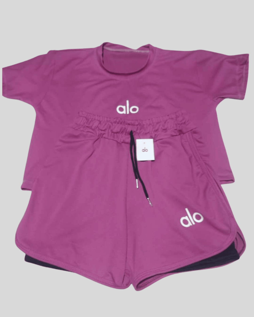 Conjunto Alo Franela Short Con Licra Varios Colores