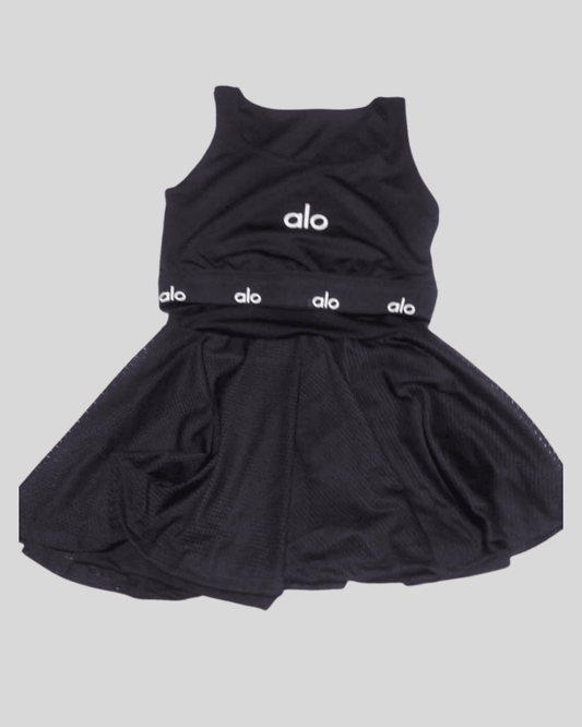 Conjunto Alo Top Falda-Short Con Licra Negro