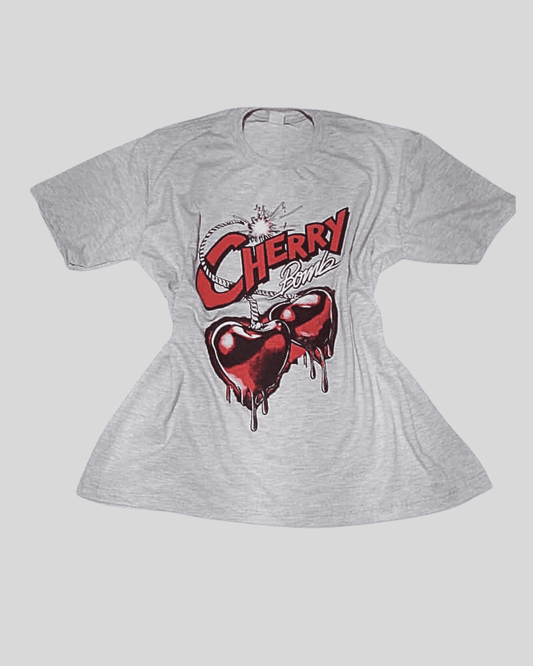 Franela Oversize Plus Cherry Gris