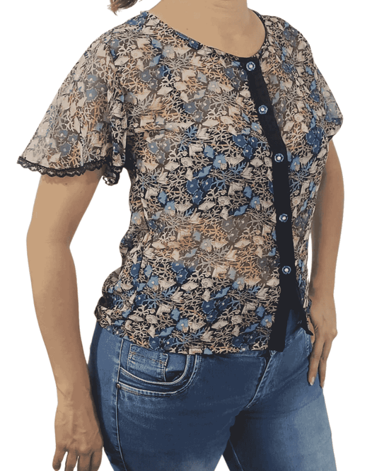 Blusa Negra Con Transparencia Con Detalles Varios