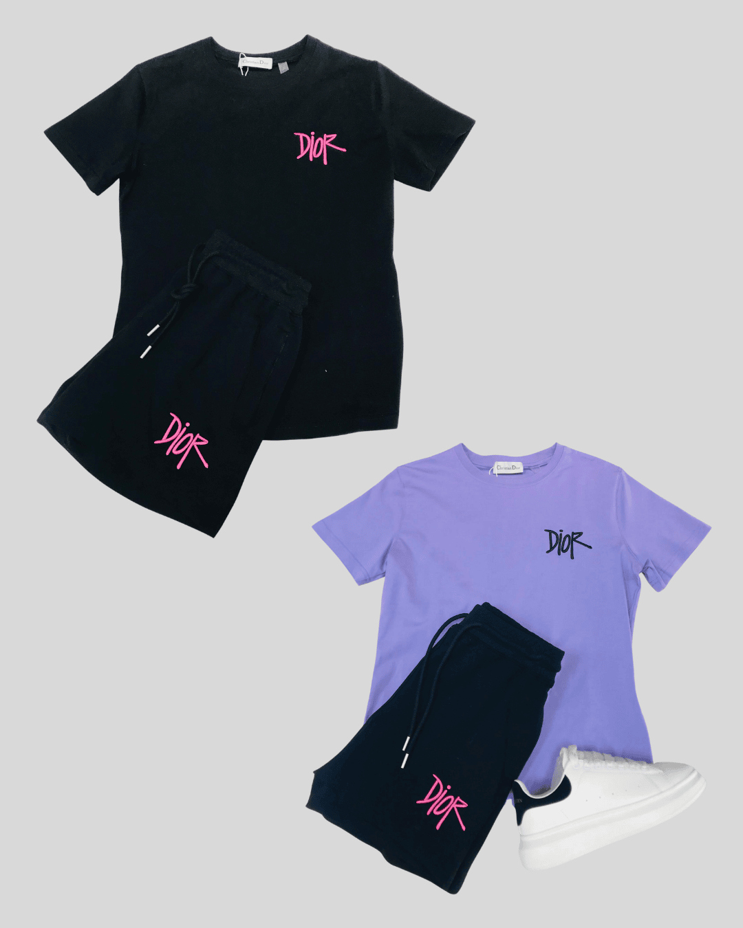 Outfit Dama Dior Negro Franela y Bermuda Top Quality