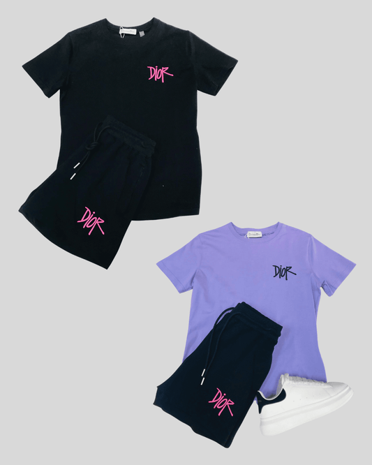 Outfit Dama Dior Negro Franela y Bermuda Top Quality