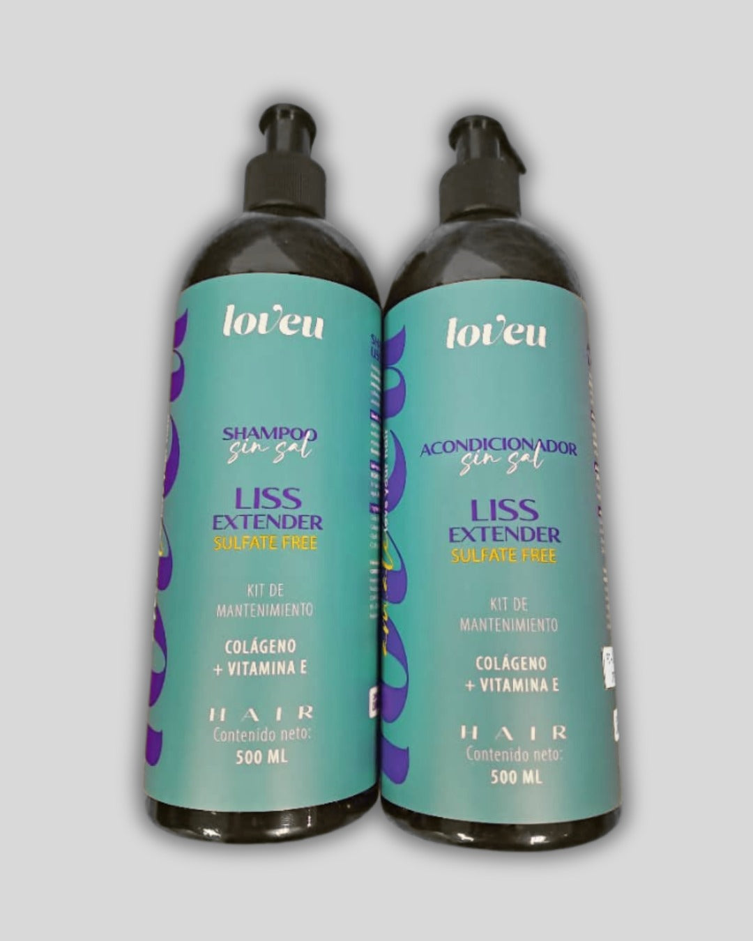 Shampoo y Acondicionar Liss Extender Colageno + Vit E Marca Loveu